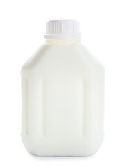 Gallon bottle of milk on white background