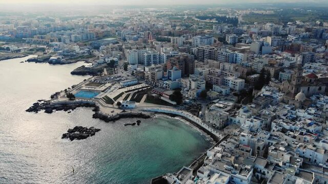 Aerial view over the city of Monopoli at the Italan east coast - travel photography