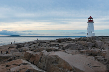 Lighthouse on a rocky cove
