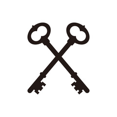 Old ornate key vector icon set on white background