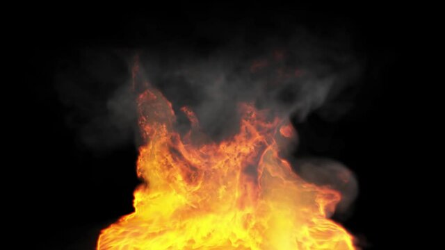 fire flames on black background 3d render