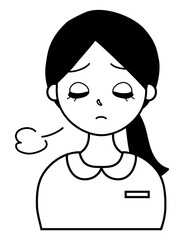 ため息をつく看護師（医療従事者）のイラスト素材
