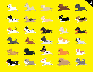 Animal Animation Sequence Dog Various Breeds Set 4 Cartoon Vector