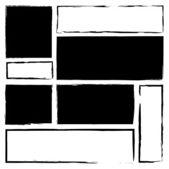 Empty and filled ink rectangle. Grunge design. Ink concept. Abstract doodle art style. Vector illustration. Stock image. 