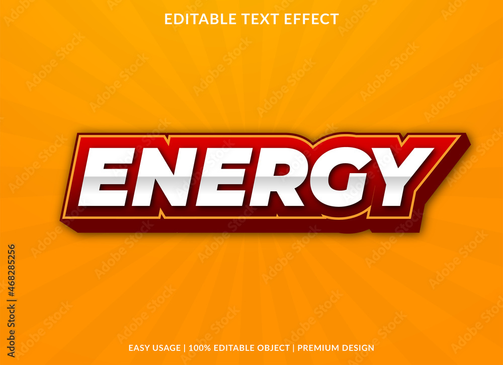 Poster energy text effect template with abstract and bold style use for business logo