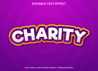 charity text effect template with abstract and bold style use for business logo
