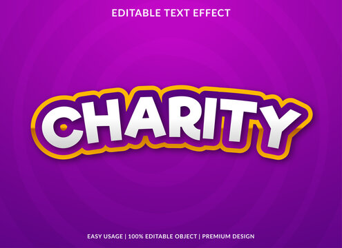charity text effect template with abstract and bold style use for business logo