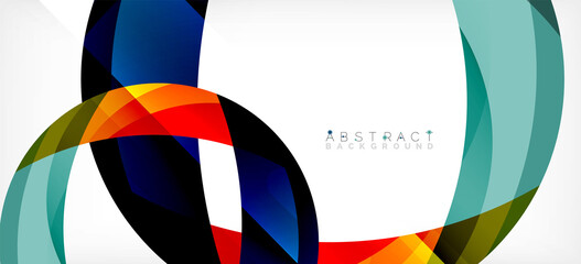 Geometric abstract background. Circle created with overlapping color shapes. Vector Illustration For Wallpaper, Banner, Background, Landing Page
