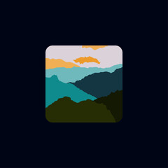 mountain and river landscape adventure logo icon vector template