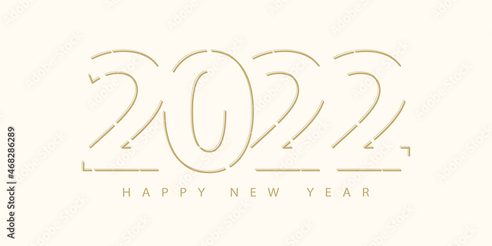 Aufkleber 2022 happy new year. 2022 modern text vector luxury design gold color.