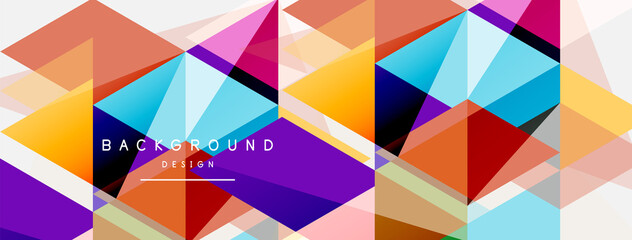 Color triangles composition, geometric abstract background. Techno or business concept, pattern for wallpaper, banner, background, landing page