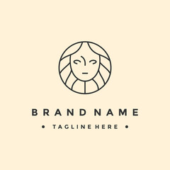 Head woman logo, isolated face logo. Use for beauty salon, spa, cosmetic design