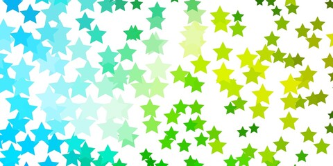 Light Blue, Green vector background with small and big stars.