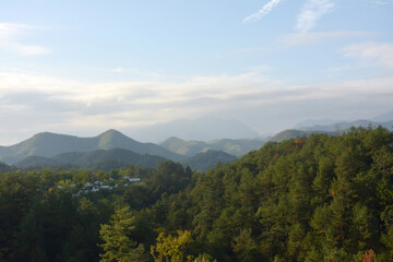mountains and clouds in the morning