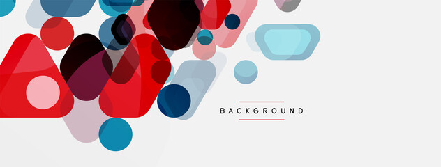 Color bubbles and rounded geometric shapes on white. Vector geometric minimal abstract background for wallpaper, banner, background, landing page