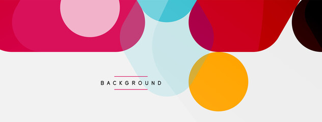 Color bubbles and rounded geometric shapes on white. Vector geometric minimal abstract background for wallpaper, banner, background, landing page