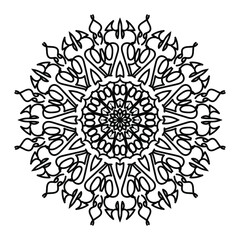 Indian Ornament black white card with mandala