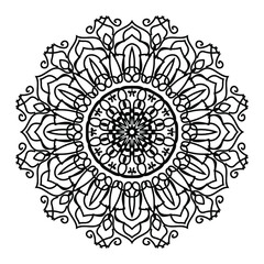 Indian Ornament black white card with mandala