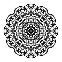 Indian Ornament black white card with mandala