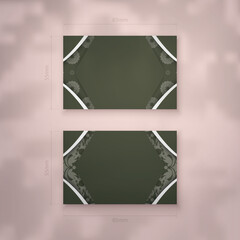 A dark green business card with an abstract white pattern for your personality.
