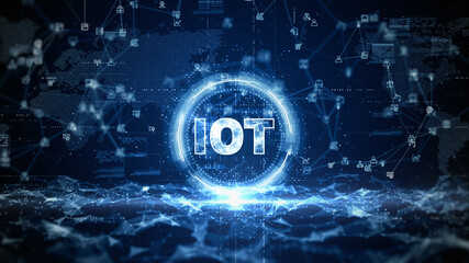 Internet of Things IOT Concept, Technology Network Digital Data and Social Network Worldwide Connection Background. 3D rendering