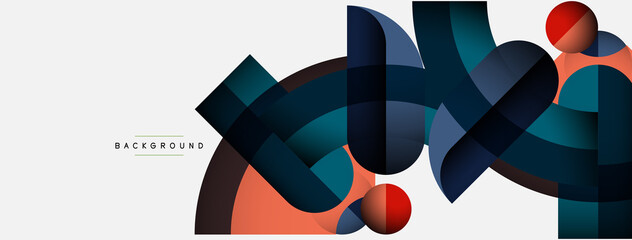 Geometric abstract background. Round shapes, circles, lines composition for wallpaper banner background or landing page