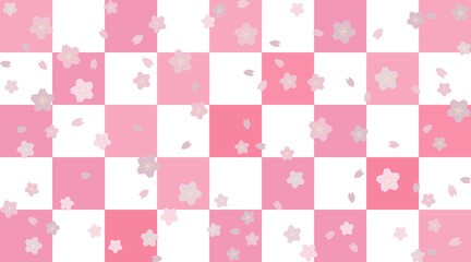 桜の市松模様　壁紙、背景素材