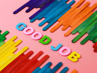 Wording Wooden Colorful, Education, Ice Cream Sick With White Isolated Background