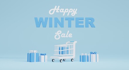 winter sale 3d illustration with text and copy space. perfect for promotion banner