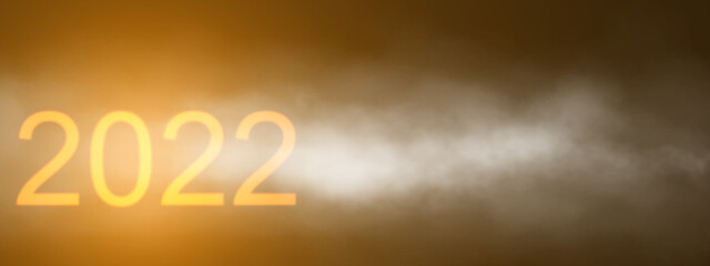 2022 Golden and black glow new year background include light dark cloud smoke steamer and glitter