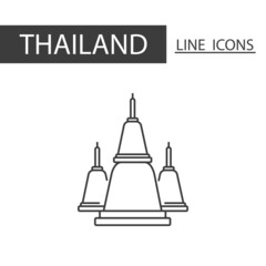 Pagoda Thailand icon. The icons as Thai signature in black lines.