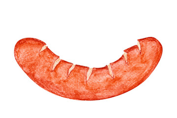 Sausage watercolor painting isolated on white background