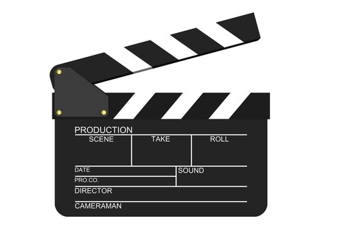 slate Film for director and Studio production. 3D clapper-slate with inscriptions.