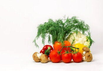 fresh vegetables on white background