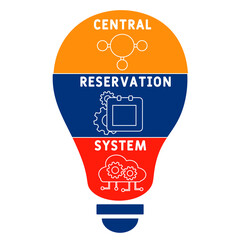CRS - Central Reservation System acronym. business concept background.  vector illustration concept with keywords and icons. lettering illustration with icons for web banner, flyer