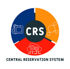 CRS - Central Reservation System acronym. business concept background.  vector illustration concept with keywords and icons. lettering illustration with icons for web banner, flyer
