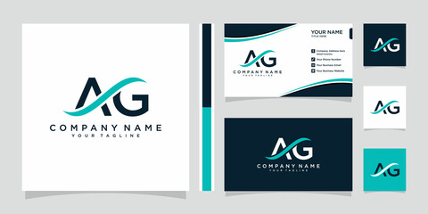 Initial AG logo design with business card design. Vector illustration - obrazy, fototapety, plakaty