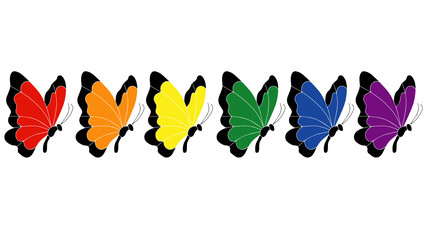 LGBT flag colors butterflies