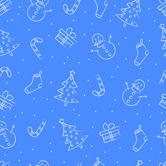 Seamless blue pattern for Christmas. Vector design element for Christmas. Christmas pattern.