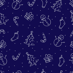 Seamless blue pattern for Christmas. Vector design element for Christmas. Christmas pattern.