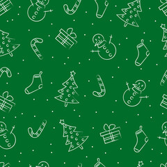Seamless green pattern for Christmas. Vector design element for Christmas. Christmas pattern.
