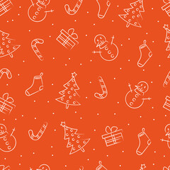 Seamless red pattern for Christmas. Vector design element for Christmas. Christmas pattern.