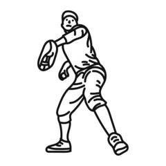 black line illustration design baseball player isolated