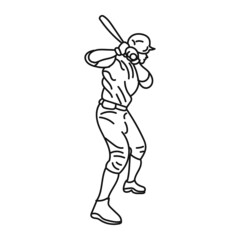 black line illustration design baseball player isolated