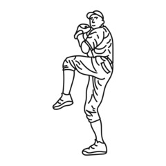 black line illustration design baseball player isolated