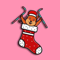 cute cartoon wearing christmas hat