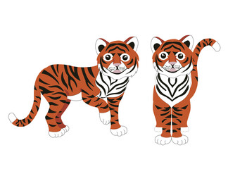 Chinese tiger. Vector stock illustration isolated on white background.