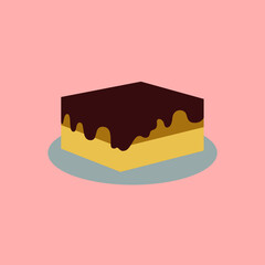 Tiramisu Cake Flat Vector Illustration