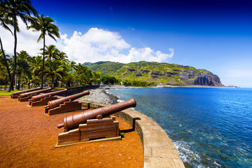 Historic gun at Le Barachois place, Saint Denis, Reunion Island