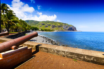 Historic gun at Le Barachois place, Saint Denis, Reunion Island